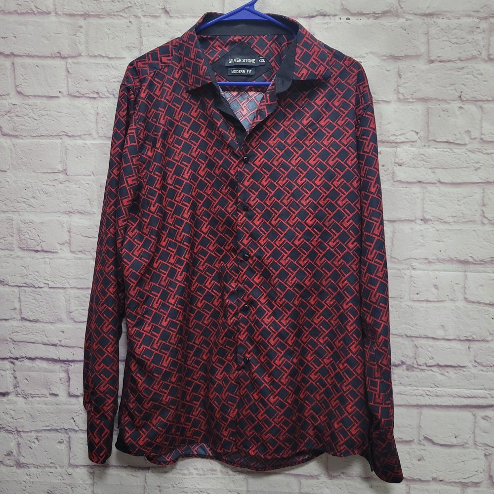 Silver Stone Modern Fit Button Shirt Mens XXL Lightweight Urban Partywear Casual